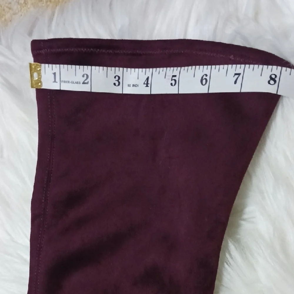 NWT Michael Kors Purple Over Knee High Heel Boots, Suede, Metalic Heels